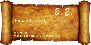 Berdach Erik névjegykártya